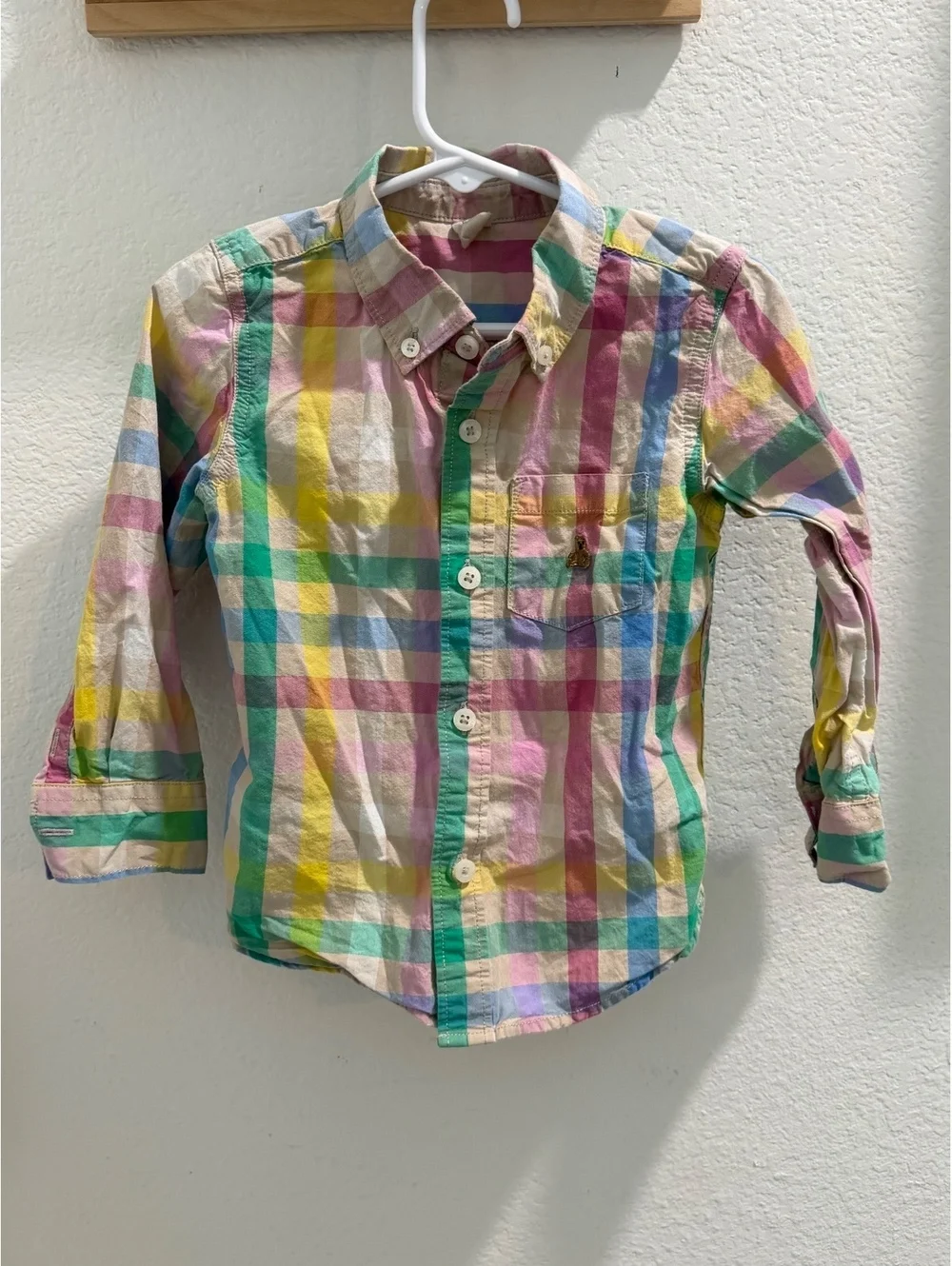 Gap Pastel Boys Plaid Polo size 3 years